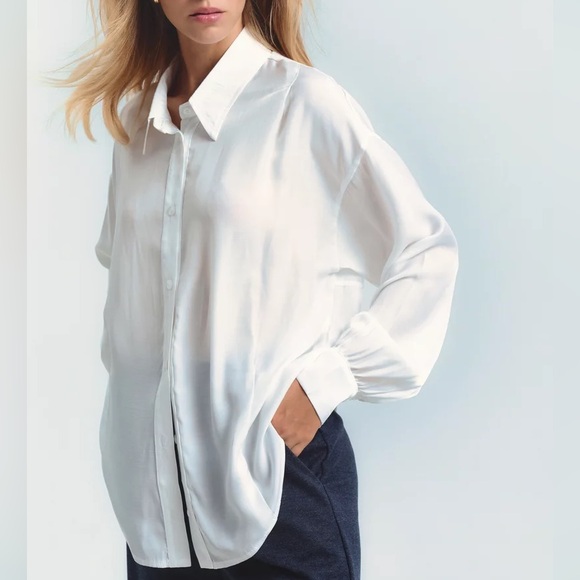 Zara White Oversized Long Sleeve Button Down - Picture 1 of 5